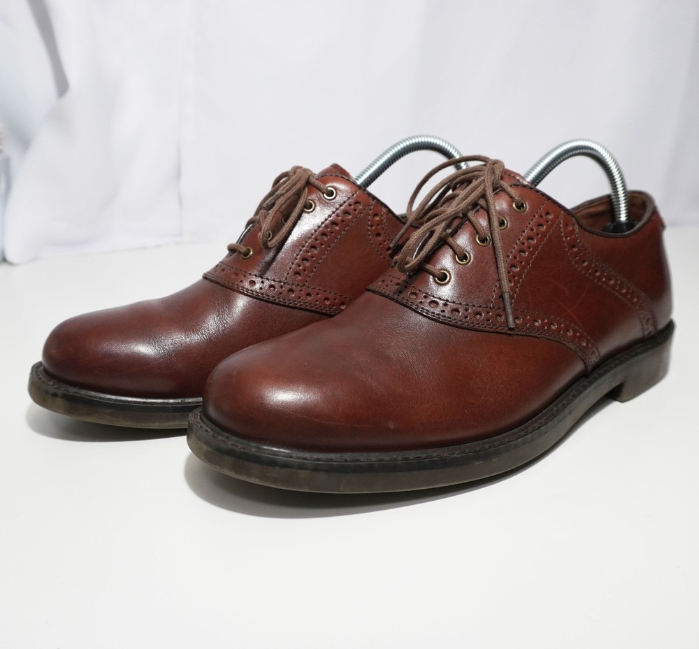 Johnston & Murphy Oxford Brown Leather Lace Up Dress Shoes Mens Shoe Size 7.5M