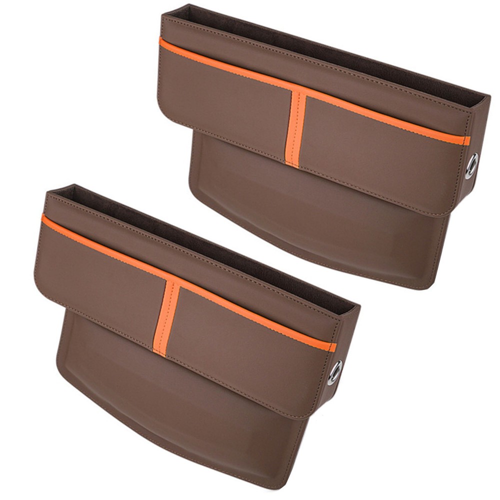 Car Seat Pocket Console Gap Filler Side Organizer Storage Box PU Leather Decor