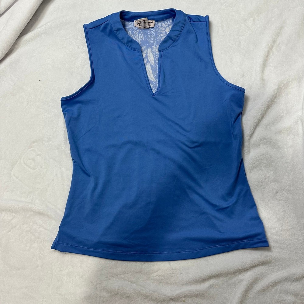 Tommy Bahama Everyday Active Blue Sleeveless V Neck Golf Top Women's XS
