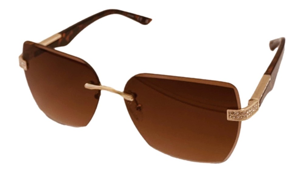 Guess Gold Oversized Rimless Square Plastic Sunglasses for Women, GO00022, 32F