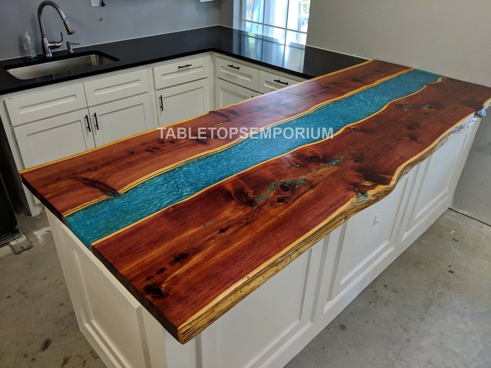 Acacia Wooden Resin River Dining Table Slab For Kitchen Sofa, Center/Side Table