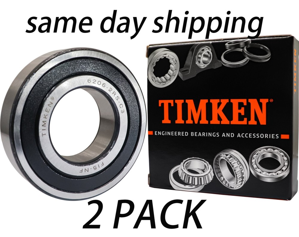 2PACK TIMKEN 6206-2RS C3 30X62X16MM Double Rubber Seal Bearings 6206RSC3