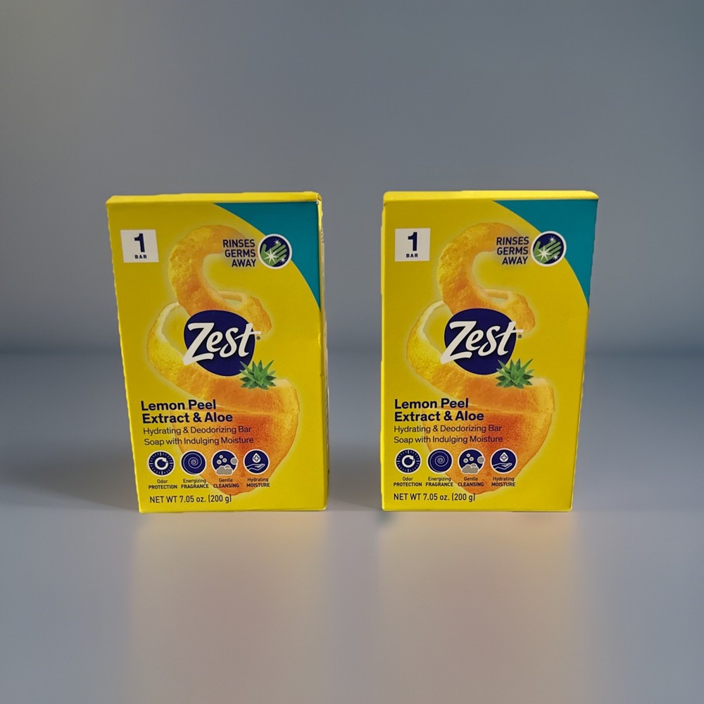 Zest Lemon Peel Extract and Aloe Hydrating Deodorizing Bar Soap 7.02oz 2-Pack