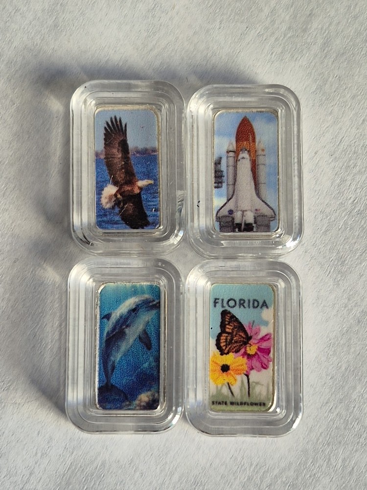 🔥 Lot of 4 Naples 1 Gram .999 Silver Bars 🦅🚀 Dolphin Butterfly In Capsules