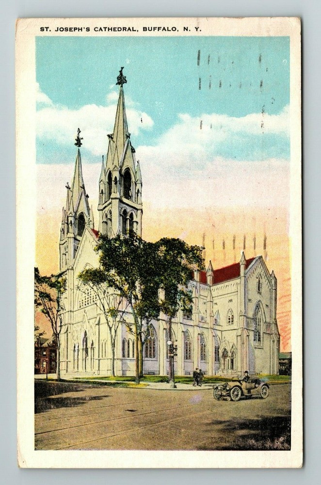 Buffalo NY-New York, St Josephs Cathedral, Religion, Outside, Vintage Postcard