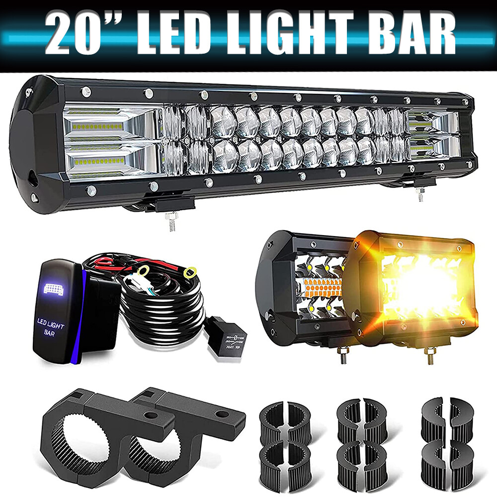 20inch Offroad Led Light Bar 126W Spot Flood Combo Work For SUV Truck ATV Boat