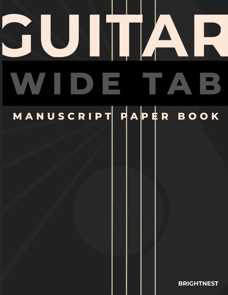 Guitar Wide Tab Manuscript paper book (black): “Blank 120 Pages | 6 Tabs per Pag