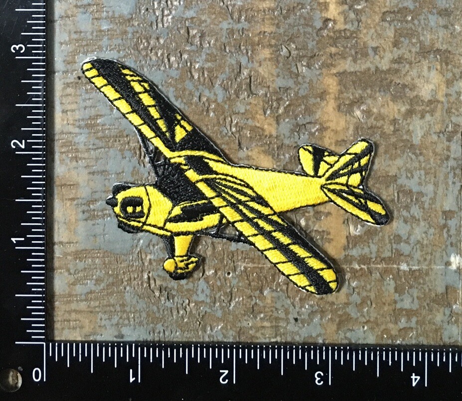 Vintage Airplane Aircraft Aviation Plane Embroidered Iron-On Patch Yellow/Black