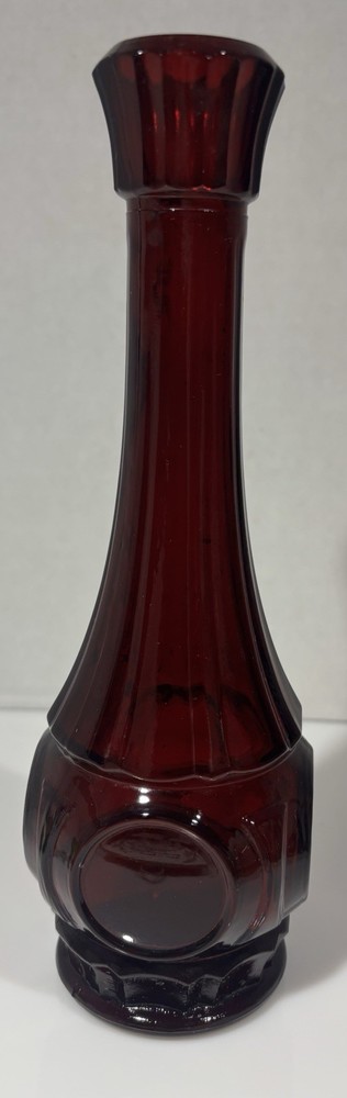 RUBY RED GLASS BUD VASE  Wheaton Bullseye Gothic Crimson Romantic Vintage 9”