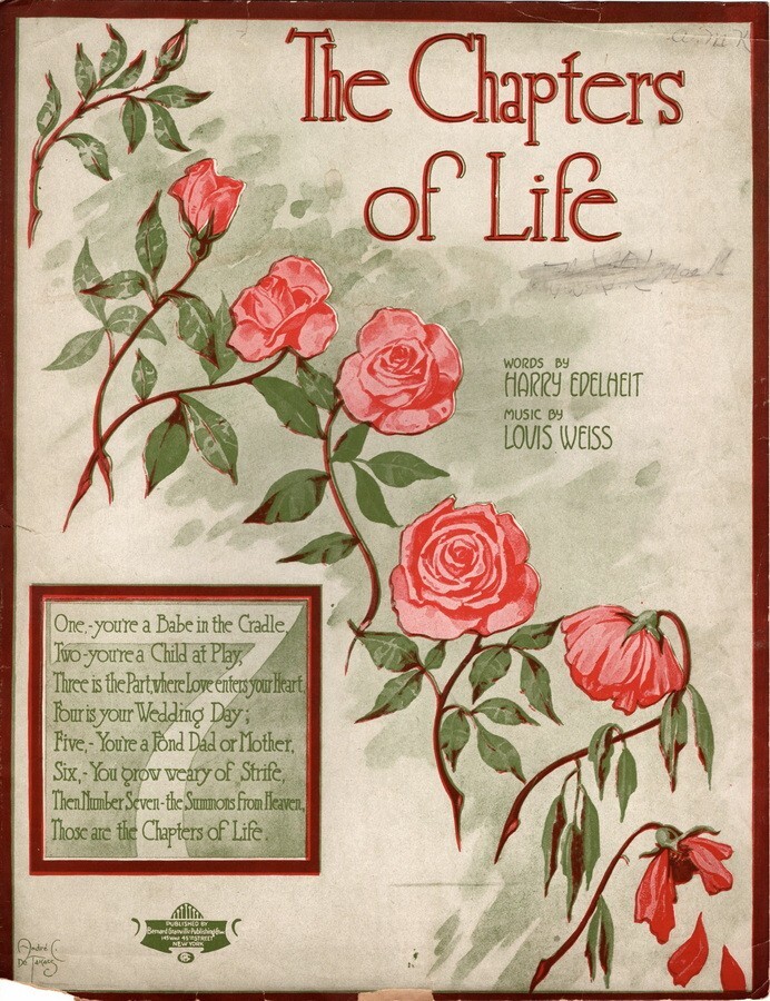 The Chapters of Life, Harry Edelhelt & Louis Weis, 1917 Antique Sheet Music