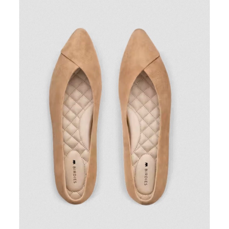 NWT Birdies The Goldfinch Tan Suede Leather Pointed Toe Ballet Flat