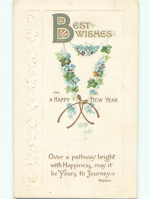 Pre-Linen WHITTIER QUOTE WITH LUCKY WISHBONES & STRING OF FLOWERS J3314