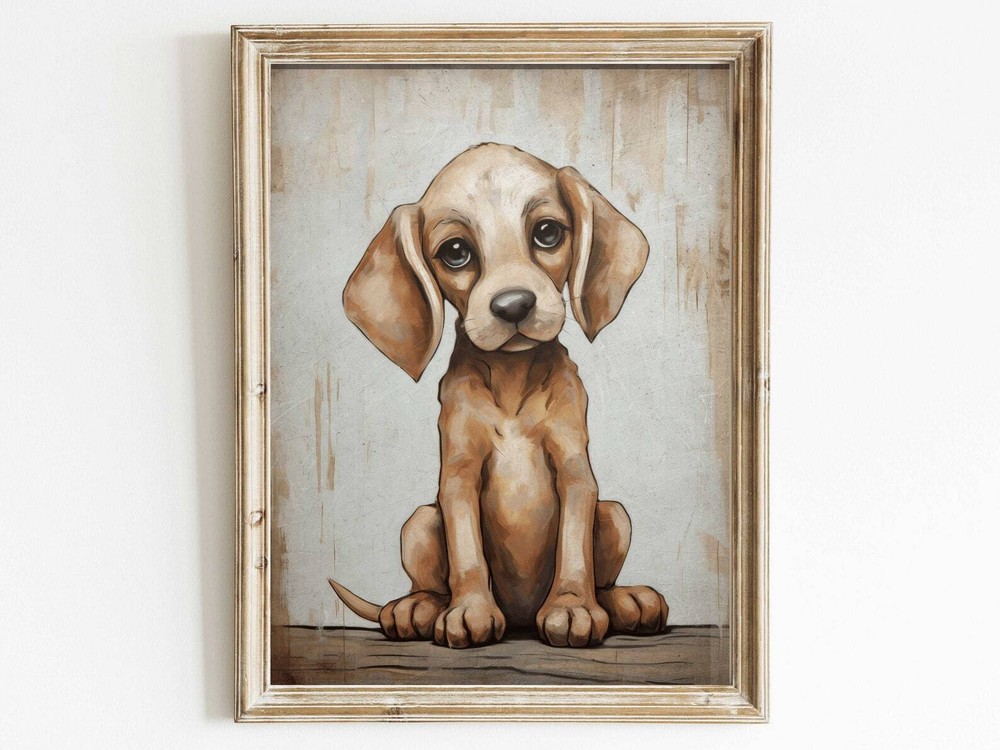 Puppy Nursery Print Cute Puppy Print Vintage Nursery Dog Wall Art Dog Lover