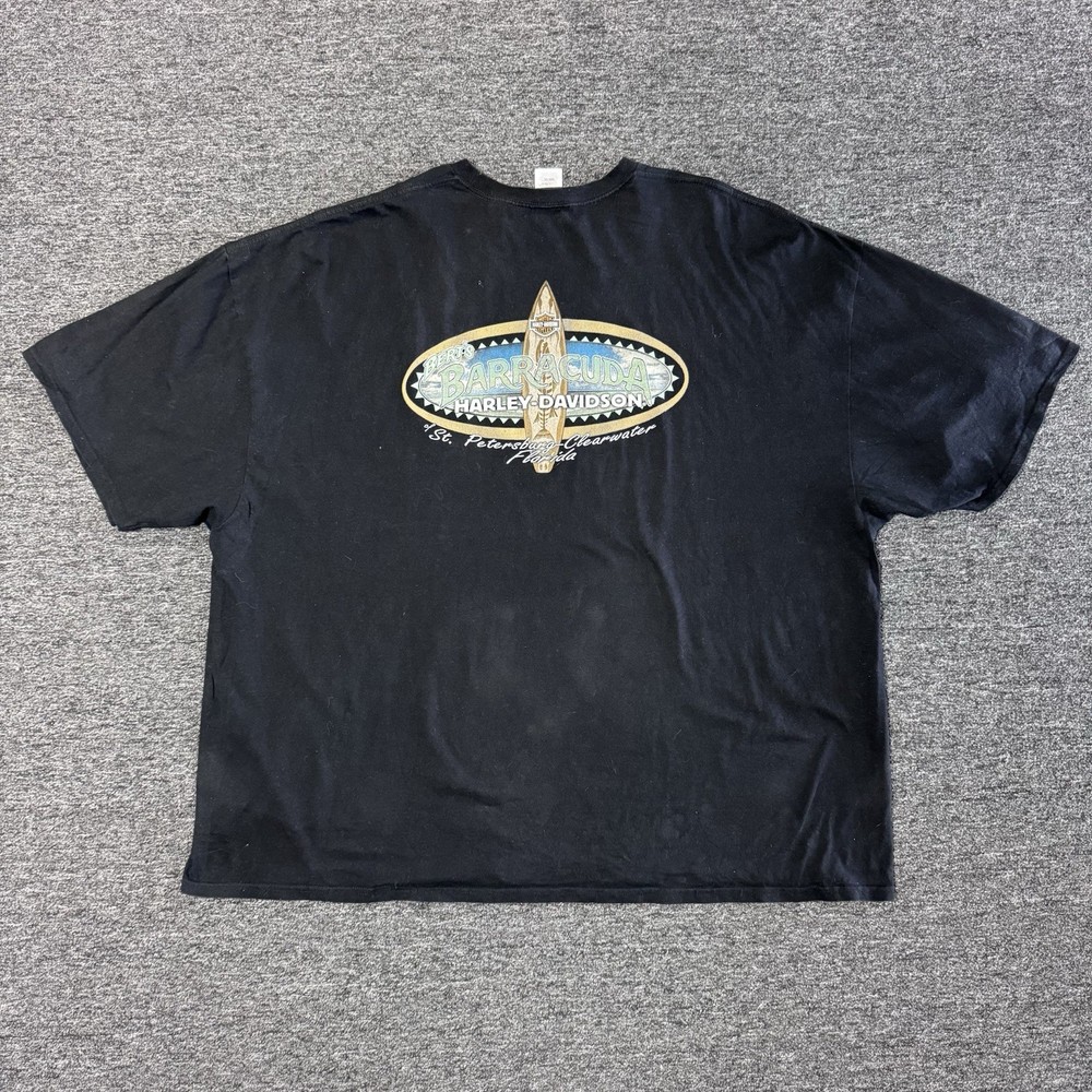 Harley Davidson Black Mens T-Shirt Short Sleeve Surf Clearwater Florida Size 5XL