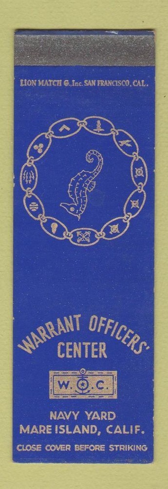 Matchbook Cover - Warrant Officers' Center Navy Yard Mare Island CA SAMPLE