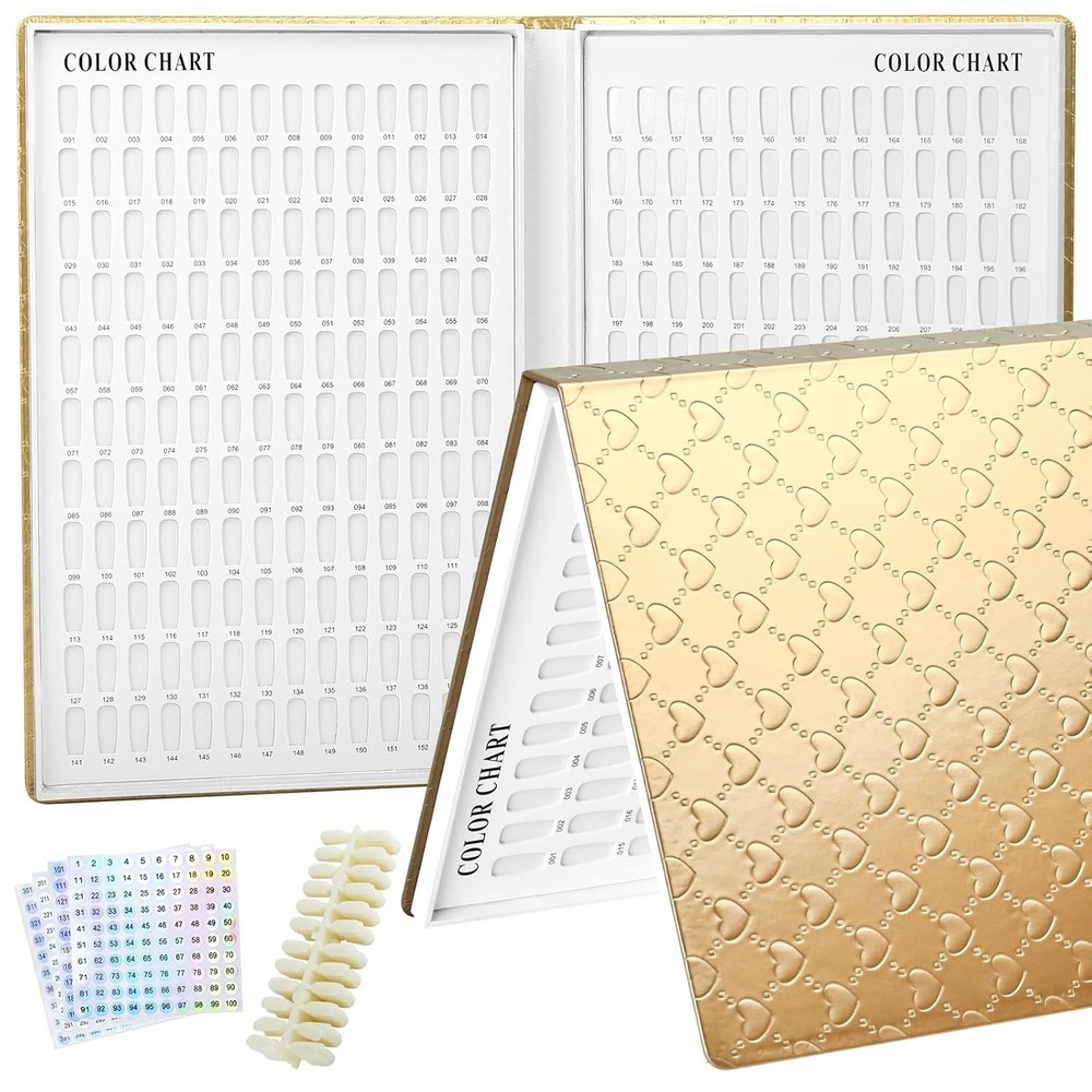 308 Colors Nail Swatches Book with 360 Tips Professional 308 Gold