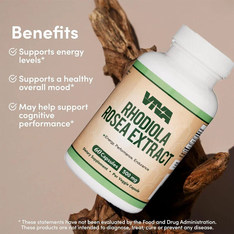 Rhodiola Rosea Supplement 500 mg Capsules