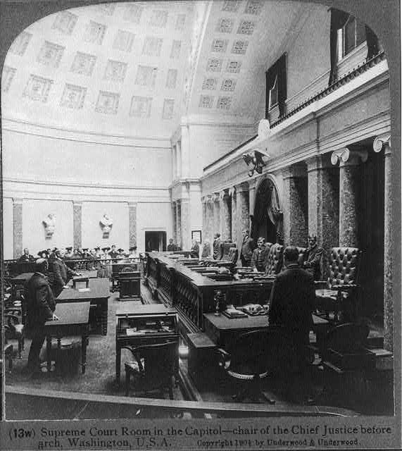 Supreme Court Room,Capitol,People Standing awaiting Entrance of Justices,c1904