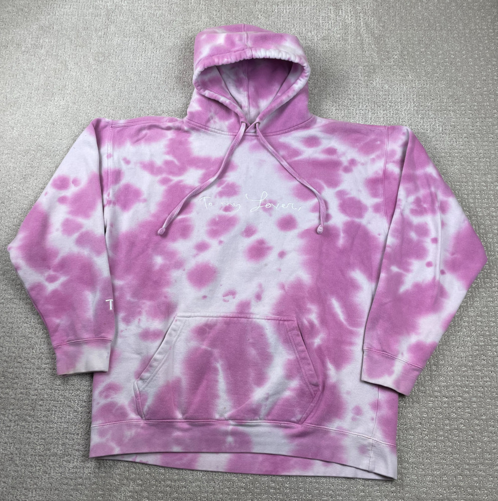 Taylor Swift Hoodie Womens L Pink Tie Dye To My Lover Pullover Sweatshirt RARE