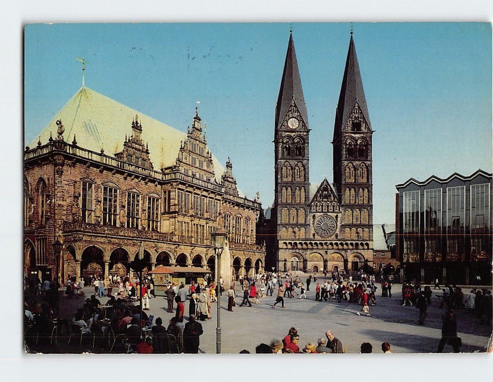 Postcard City Hall & Cathedral Bremen Germany