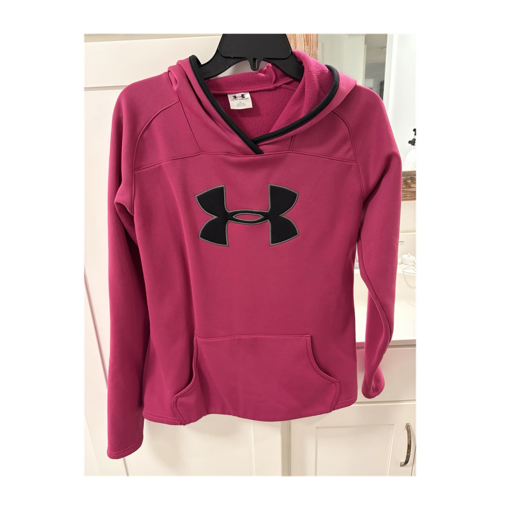 Under Armour Pink Pullover Hoodie Women's M 100% Polyester Fleece