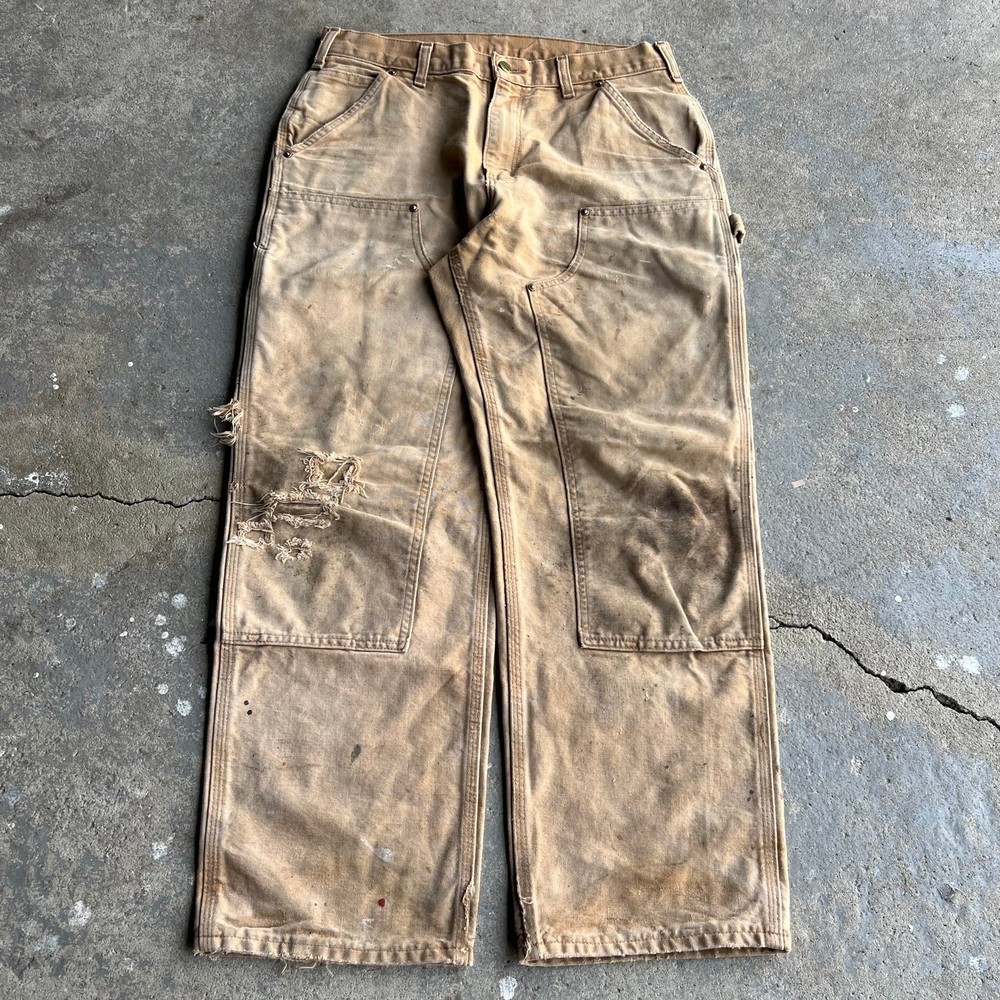 Vintage Carhartt Brown Distressed Double Knee Carpenter Work Pants