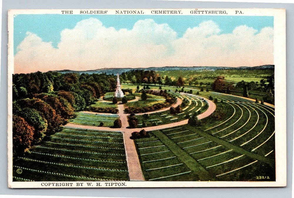 Vintage Gettysburg Soldiers' National Cemetery Linen Postcard by Tipton