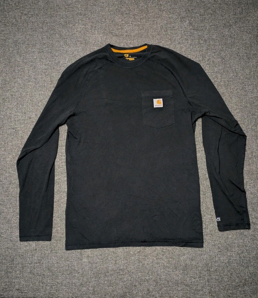 Carhartt Force Shirt Men's Medium Black Pullover Long Sleeve Workwear Tee