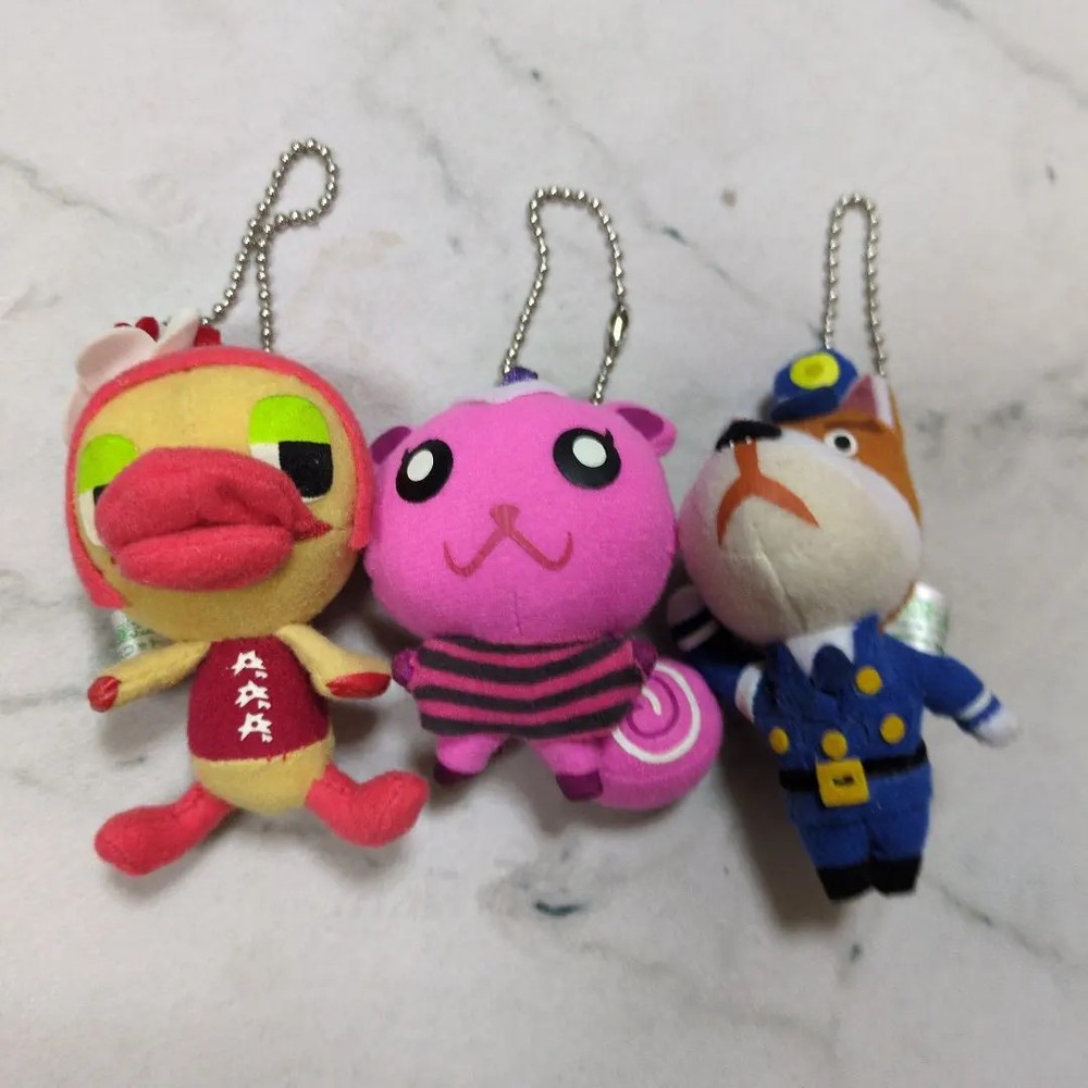 Animal Crossing Mascot Keychain Set of 3 Retro Japan USED FS