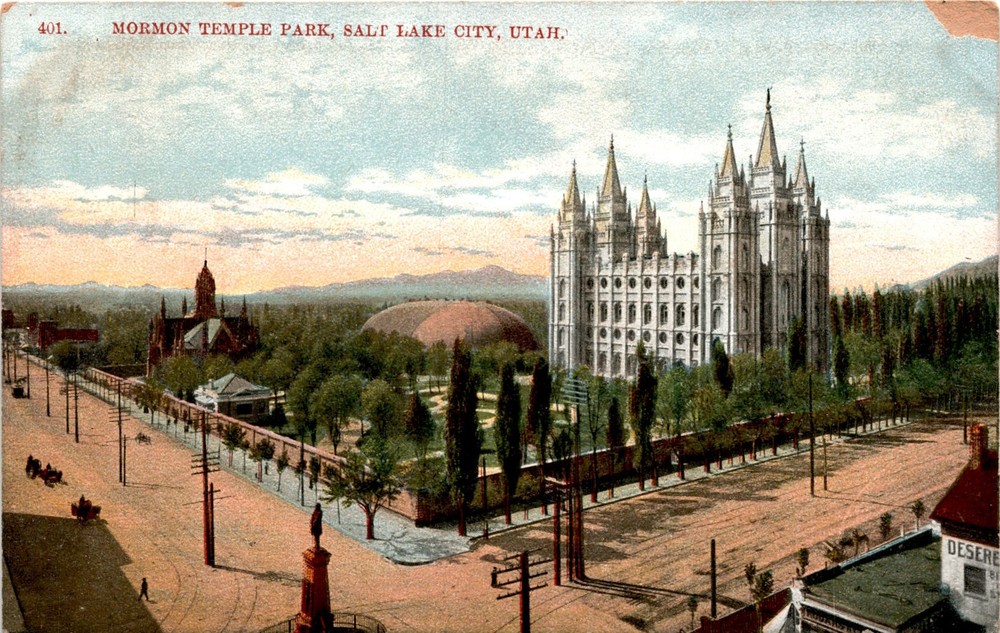 MORMON TEMPLE PARK, SALT LAKE CITY, UTAH, DESERE Sou Postcard