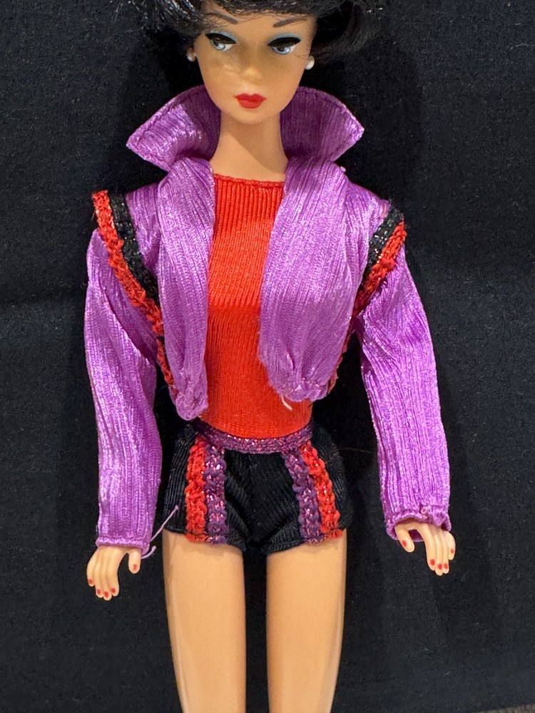 Vintage 1980 Roller Skating Barbie Outfit #1880 Red Black Romper & Purple Jacket