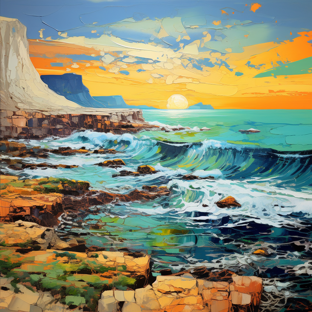Coastal_South_Africa_with_ocean_abstrac2 - 24in(H)*24in(L) Wall Art Print-image