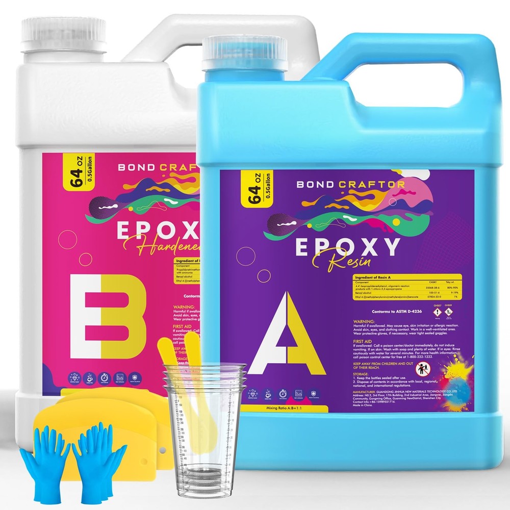 1 Gallon Clear Crystal Epoxy Resin Kit – Food Safe for Casting & Crafts