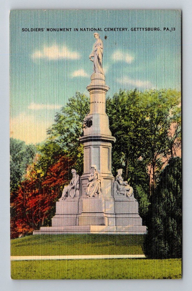 Gettysburg PA-Pennsylvania, Soldiers Monument National Cemetery Vintage Postcard