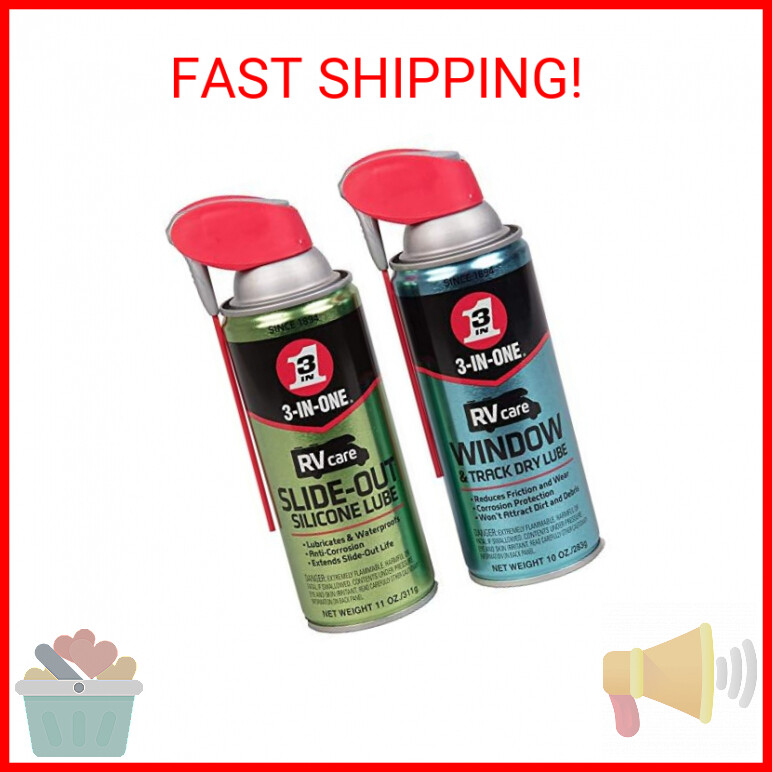 3-IN-ONE RVcare Slide Out Silicone, 11 oz. And RV Care Window & Track Dry Lube