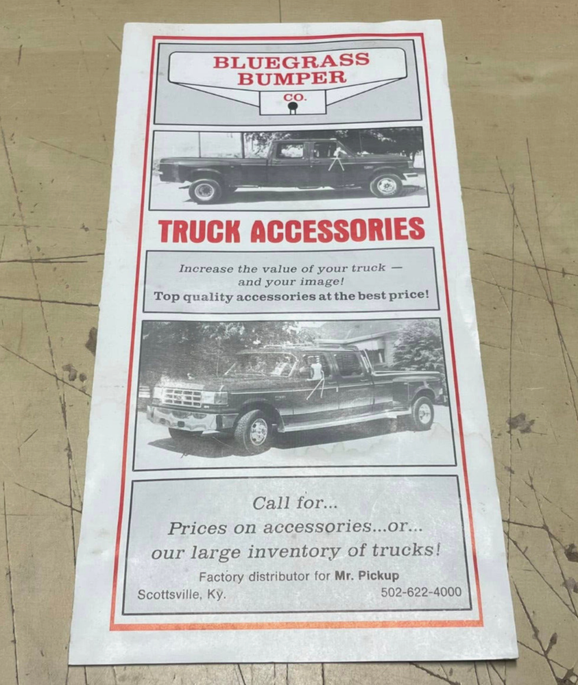 Vintage BlueGrass Bumper Co Truck Accessories Tri-Fold Catalog Sales Ad Brochure