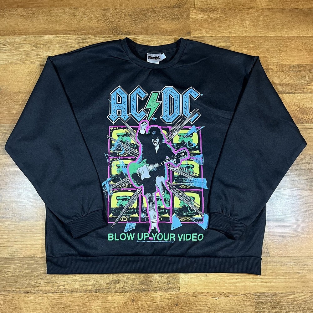 AC/DC Rock Band Black Sweatshirt Pullover Men’s Size 2XL NEW Blow Up Your Video