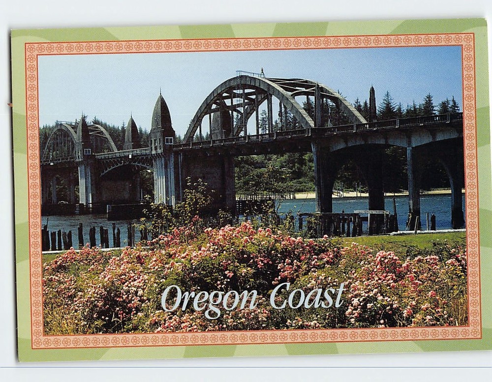 Postcard Siuslaw River Bridge Coast Florence Oregon USA North America
