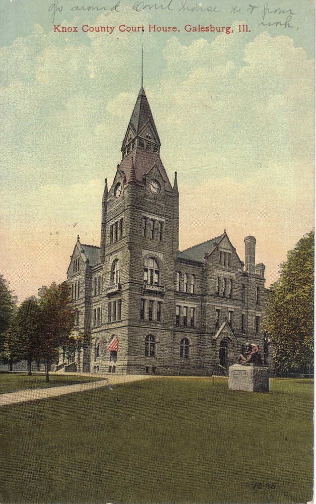 Galesburg IL  Knox County Court House  Vintage  1918 DB Postcard *