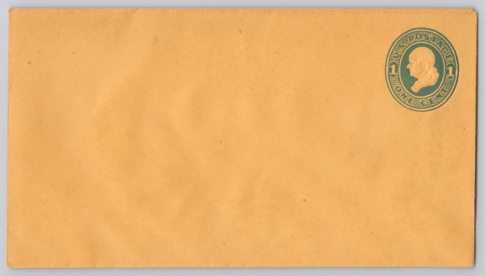 U.S. Postal Stationery Envelope, Green 1¢ Imprint with Portrait Bust — Unused