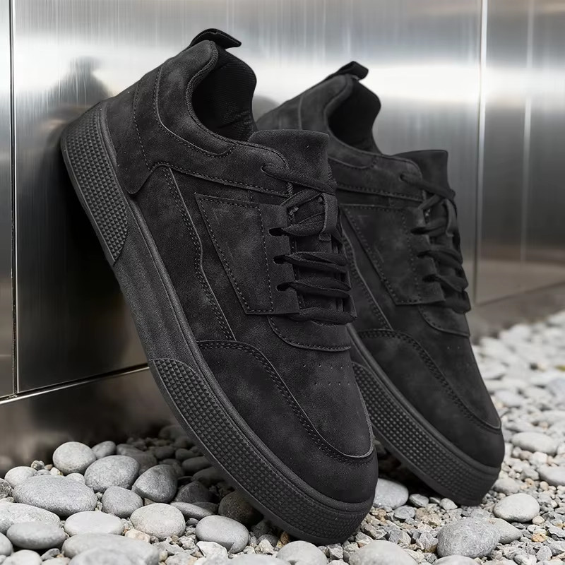Men'S Suede Casual Sneakers - Stylish Low-Top Lace-Up Shoes for Daily Wear & Str