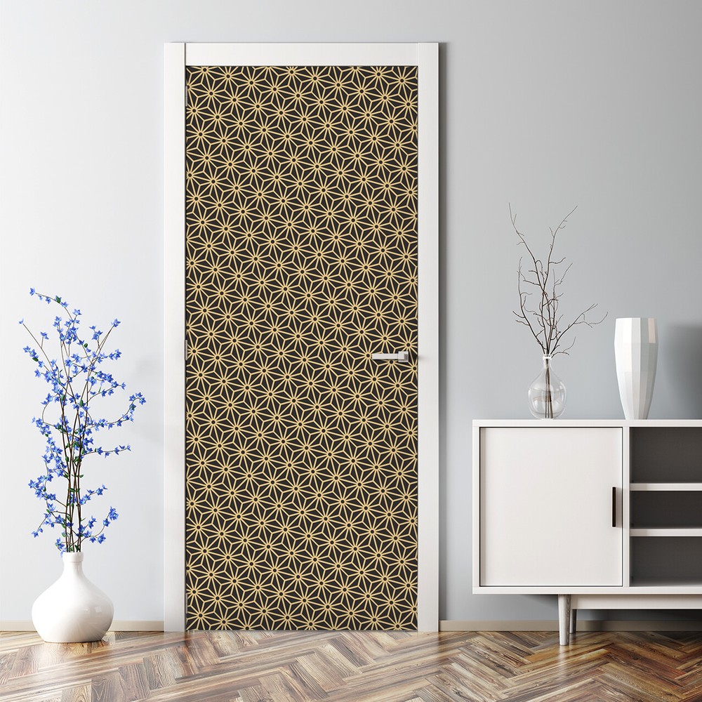 Antique Black Gold Diagonal Japanese Self-Adhesive Door Decal