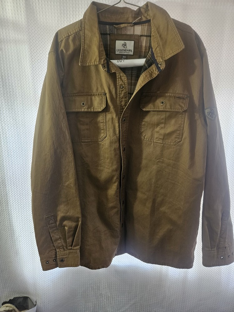 Legendary Whitetail Waxed Jacket Flannel Lined Metal Snsp Buttons 2xt Brown...