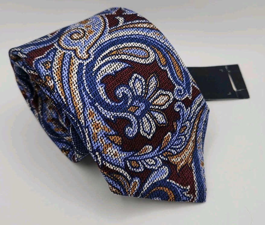 NWT Daniel Cremieux Blue Paisley Multicolor Mens Tie 100% Silk Italy 60