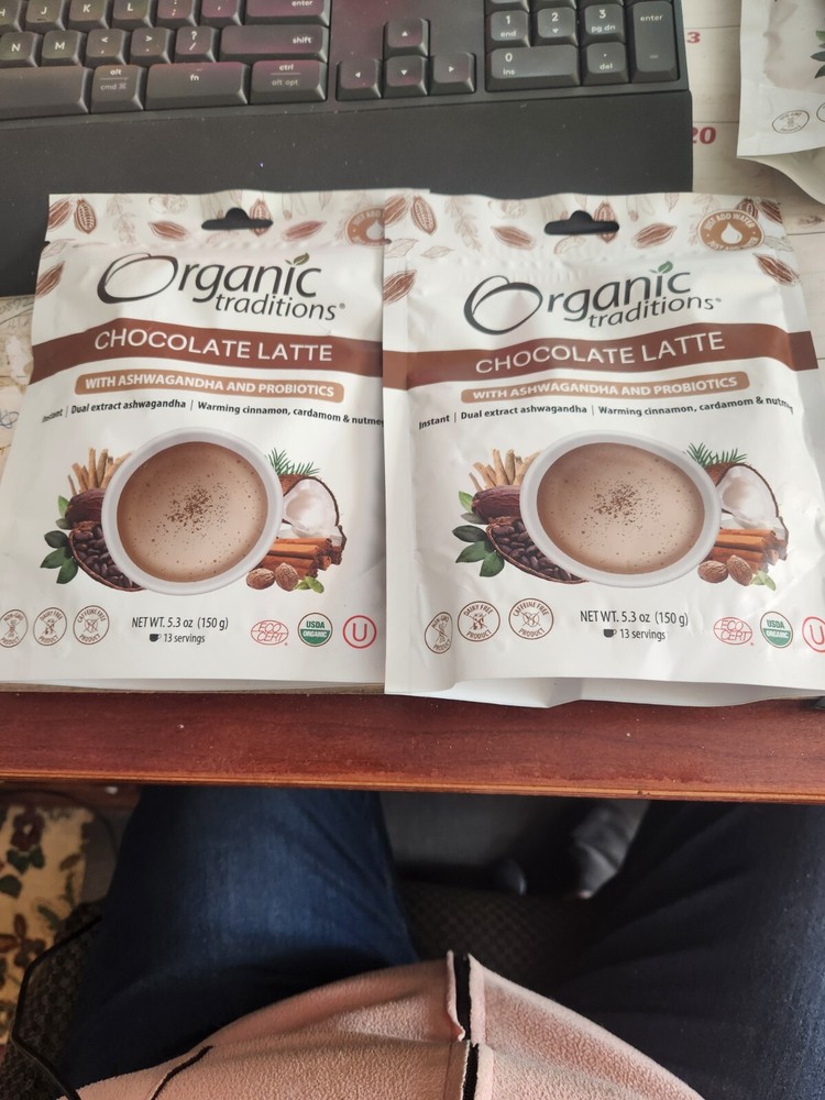 Chocolate Latte with Ashwagandha & Probiotics, 5.3 oz - Lot Of 2! Free Shipping