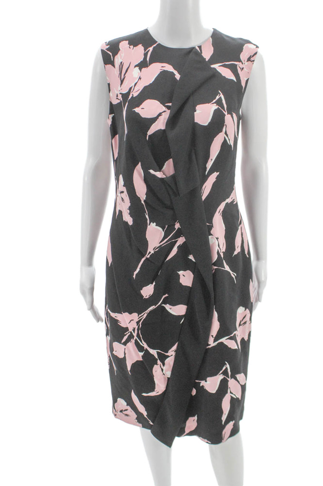 Escada Women Sheath Floral Black Viscose Dress Size 40Free Shipping in US $100+ Orders | $6.95 Orders Below