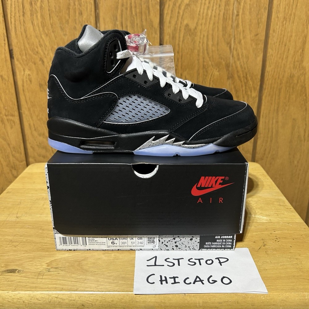 Nike Air Jordan 5 Retro OG Black Metallic Reimagined GS Size 6Y HF3976-001 NEW
