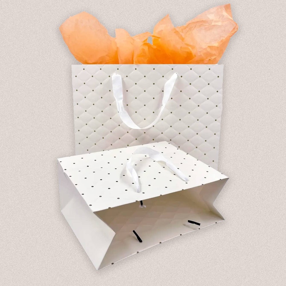 Ivory dot wavy surface gift bag w/ tissue: Small