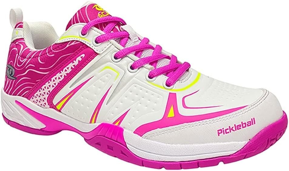 ACACIA Unisex White Lime Pink Pickleball Shoes Women 11.5 Men 10-image