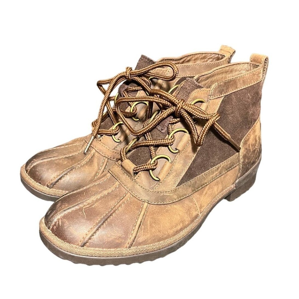 UGG® | Coconut Shell Heather Waterproof Leather Ankle Duck Boot Size 7.5